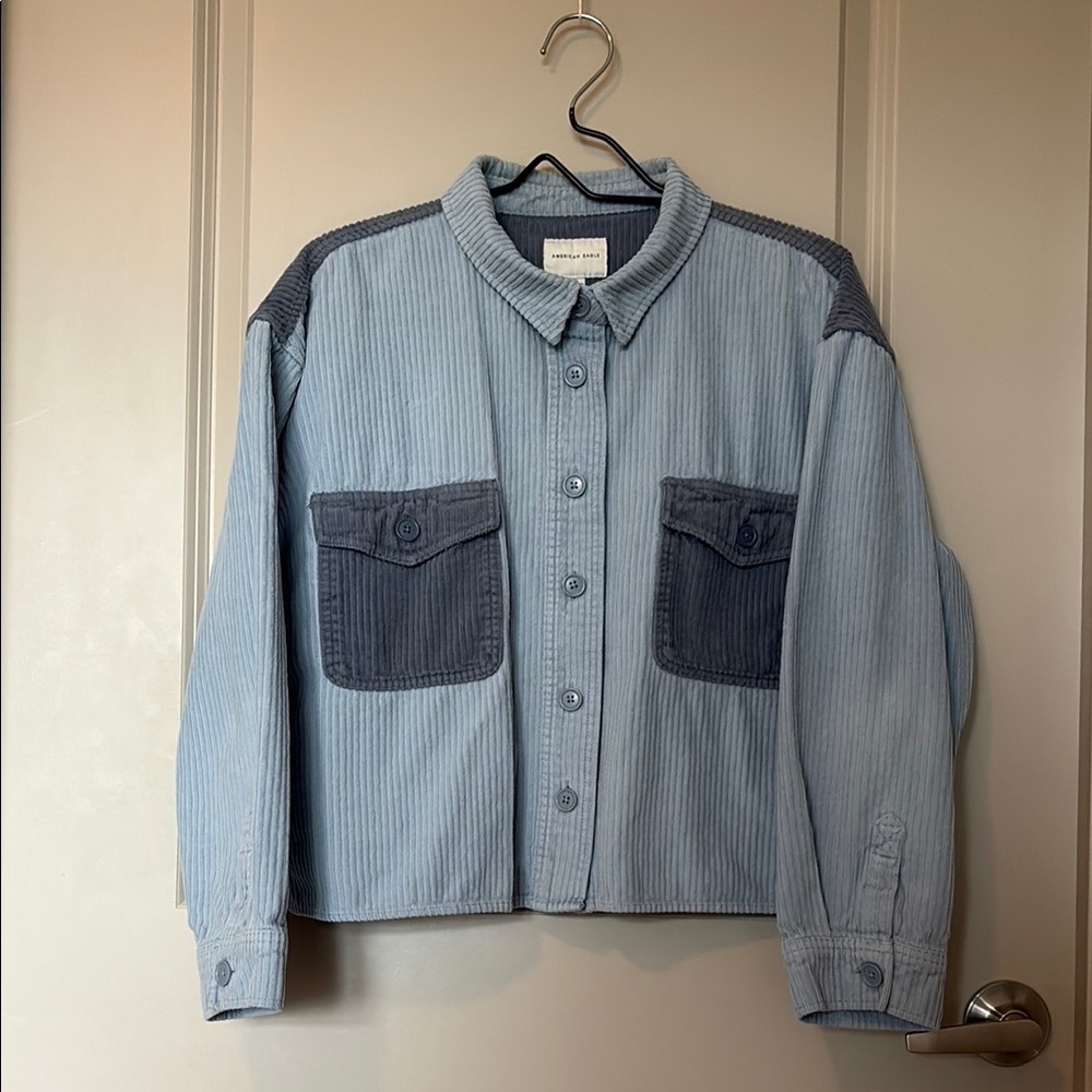 Blue Corduroy Button-Up Shirt/Jacket